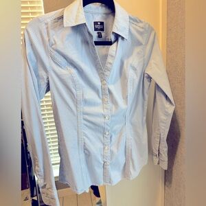 Express Blue and White Button Down Sz XS